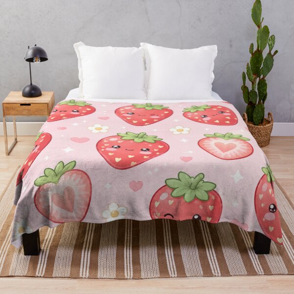 Item preview, Happy Kawaii Strawberries and Hearts Pattern designed and sold by EsenciaZen.