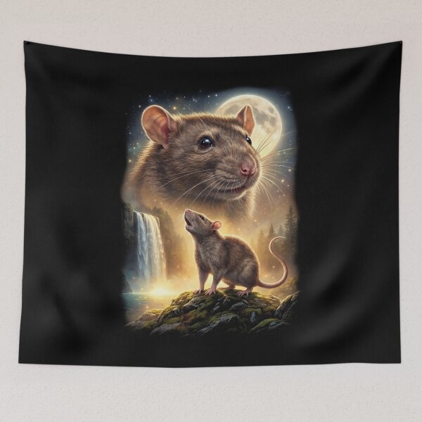 Item preview, Rat Howling Moon Art Animal Lover designed and sold by DoodleTortle.