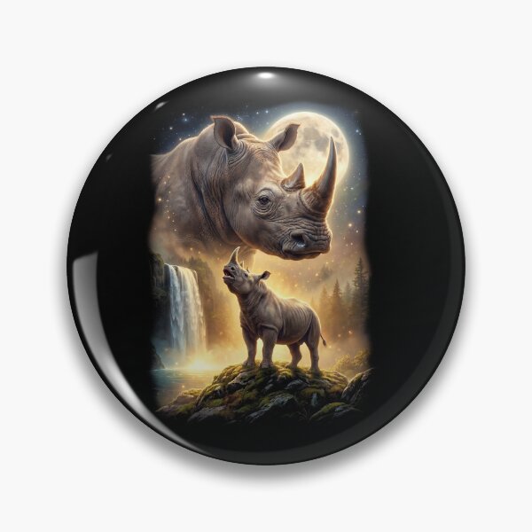 Item preview, Rhino Howling Moon Art Animal Lover designed and sold by DoodleTortle.