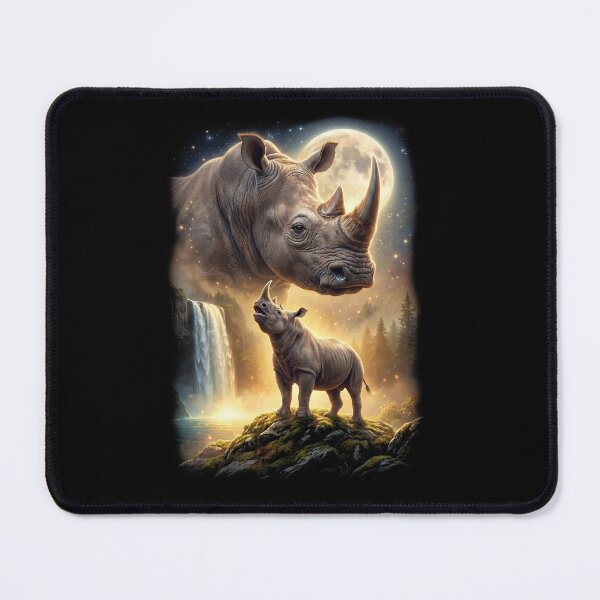 Item preview, Rhino Howling Moon Art Animal Lover designed and sold by DoodleTortle.