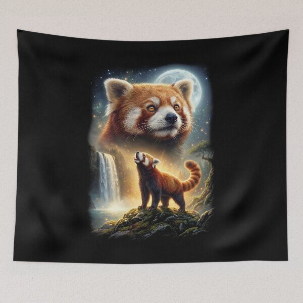 Item preview, Red Panda Howling Moon Art Animal Lover designed and sold by DoodleTortle.