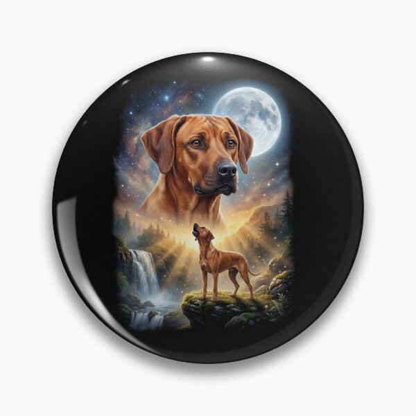 Aperçu de l'œuvre Rhodesian Ridgeback Howling Moon Art Dog Lover créée et vendue par DoodleTortle.