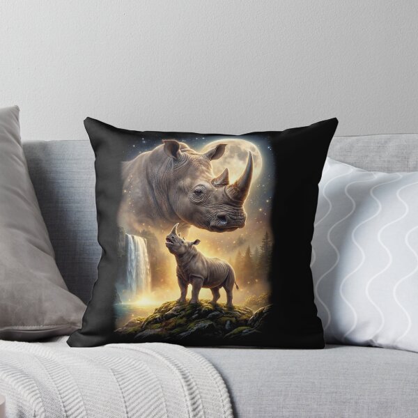 Item preview, Rhino Howling Moon Art Animal Lover designed and sold by DoodleTortle.