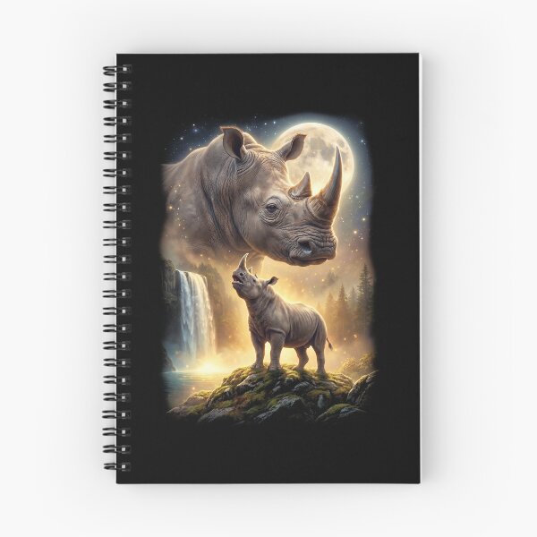 Item preview, Rhino Howling Moon Art Animal Lover designed and sold by DoodleTortle.