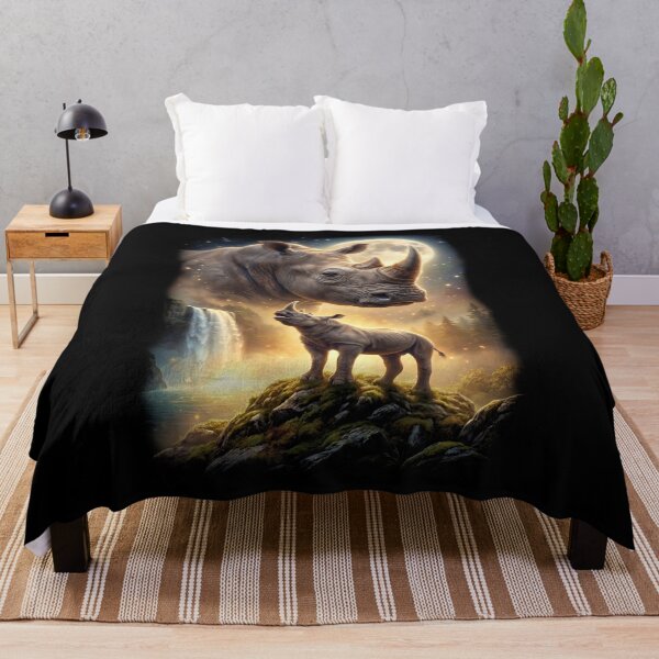 Item preview, Rhino Howling Moon Art Animal Lover designed and sold by DoodleTortle.