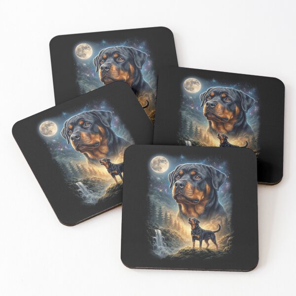 Item preview, Rottweiler Howling Moon Art Dog Lover designed and sold by DoodleTortle.