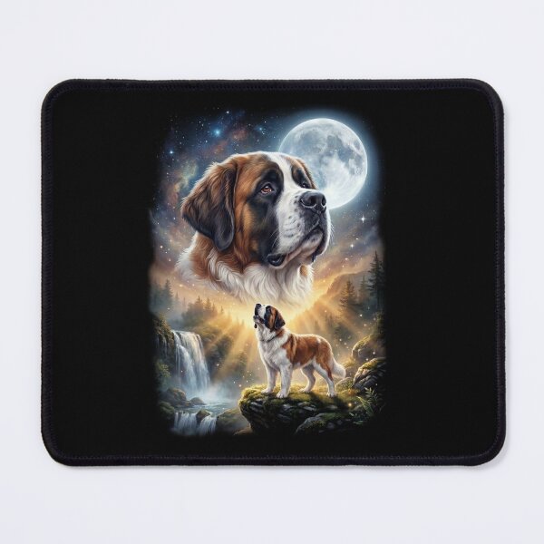 Item preview, Saint Bernard Howling Moon Art Dog Lover designed and sold by DoodleTortle.