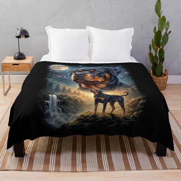 Item preview, Rottweiler Howling Moon Art Dog Lover designed and sold by DoodleTortle.