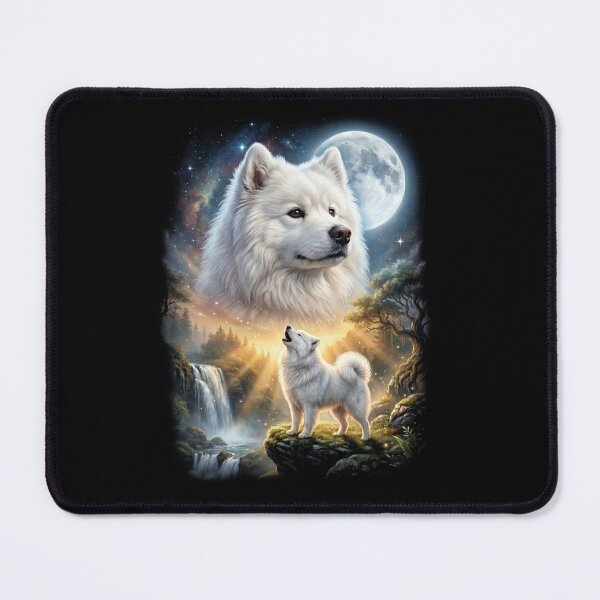 Item preview, Samoyed Howling Moon Art Dog Lover designed and sold by DoodleTortle.