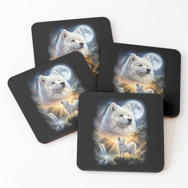 Item preview, Samoyed Howling Moon Art Dog Lover designed and sold by DoodleTortle.