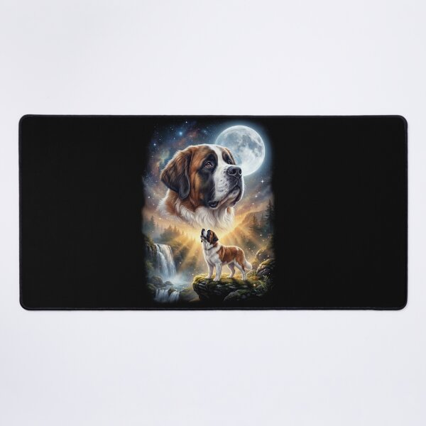 Item preview, Saint Bernard Howling Moon Art Dog Lover designed and sold by DoodleTortle.