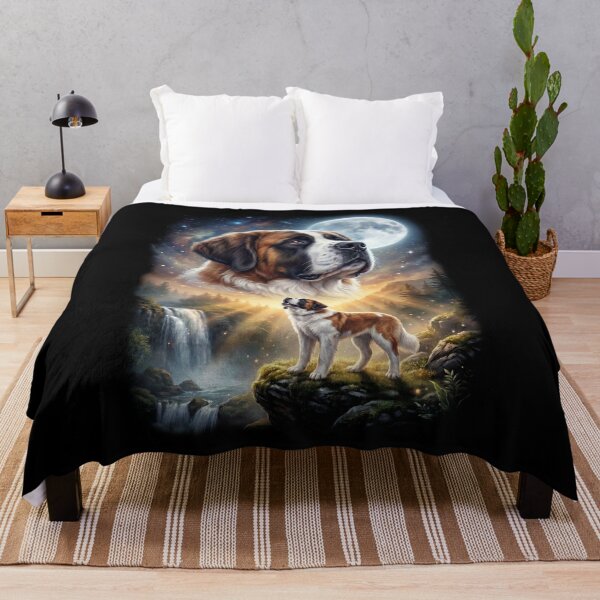 Item preview, Saint Bernard Howling Moon Art Dog Lover designed and sold by DoodleTortle.