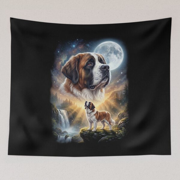 Item preview, Saint Bernard Howling Moon Art Dog Lover designed and sold by DoodleTortle.