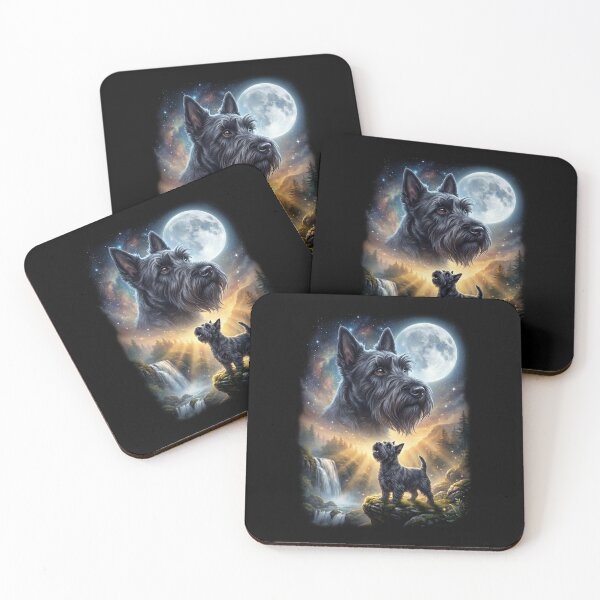 Item preview, Scottish Terrier Howling Moon Art Dog Lover designed and sold by DoodleTortle.