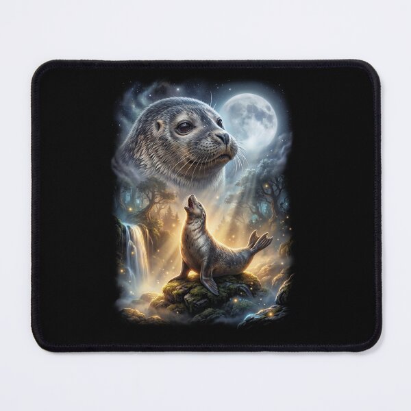 Item preview, Seal Howling Moon Art Animal Lover designed and sold by DoodleTortle.