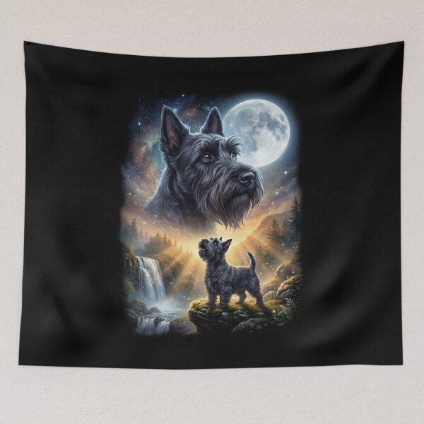 Item preview, Scottish Terrier Howling Moon Art Dog Lover designed and sold by DoodleTortle.