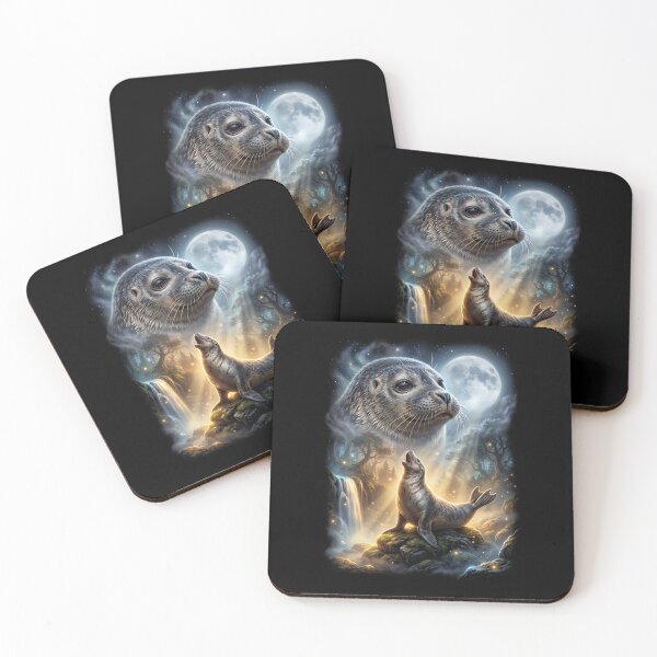 Item preview, Seal Howling Moon Art Animal Lover designed and sold by DoodleTortle.