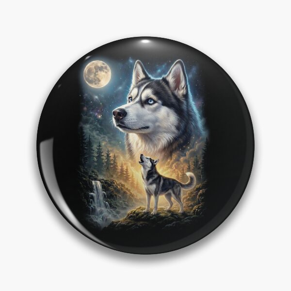 Item preview, Siberian Husky Howling Moon Art Dog Lover designed and sold by DoodleTortle.