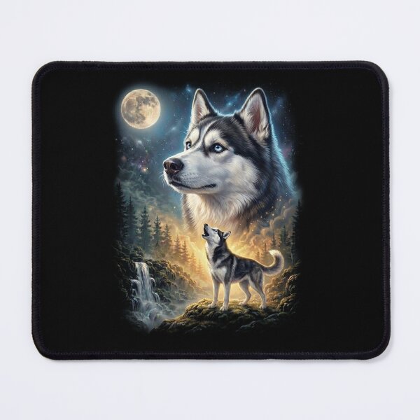 Item preview, Siberian Husky Howling Moon Art Dog Lover designed and sold by DoodleTortle.