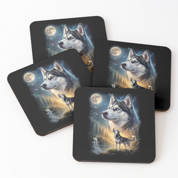 Item preview, Siberian Husky Howling Moon Art Dog Lover designed and sold by DoodleTortle.