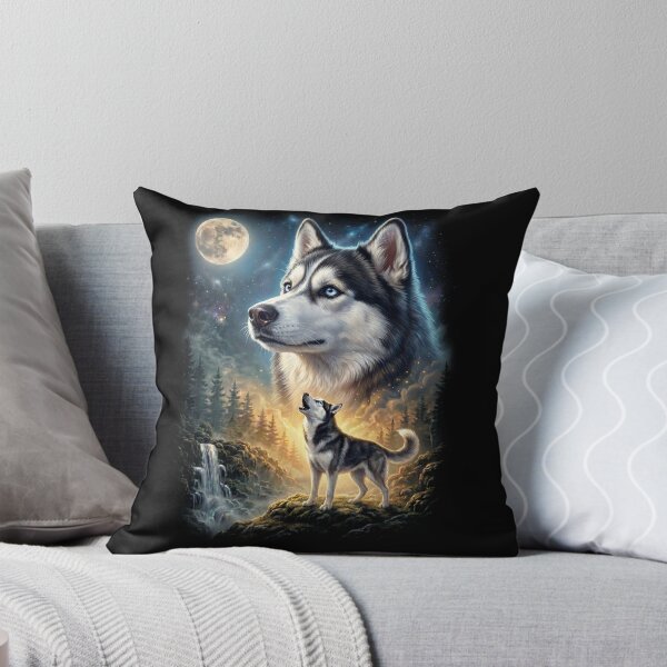 Item preview, Siberian Husky Howling Moon Art Dog Lover designed and sold by DoodleTortle.
