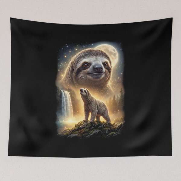 Item preview, Sloth Howling Moon Art Animal Lover designed and sold by DoodleTortle.
