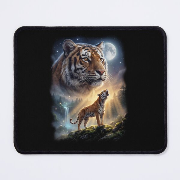 Item preview, Tiger Howling Moon Art Animal Lover designed and sold by DoodleTortle.