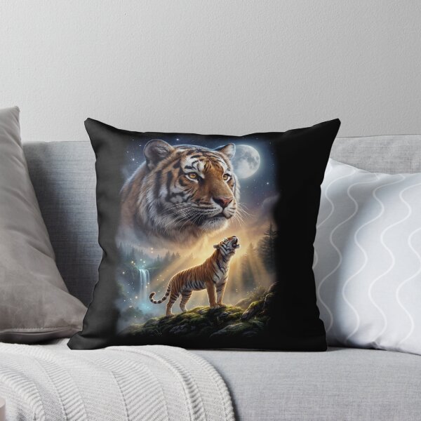Item preview, Tiger Howling Moon Art Animal Lover designed and sold by DoodleTortle.