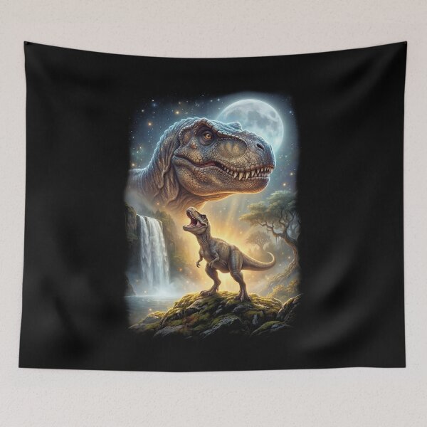 Item preview, T Rex Dinosaur Howling Moon Art Animal Lover designed and sold by DoodleTortle.