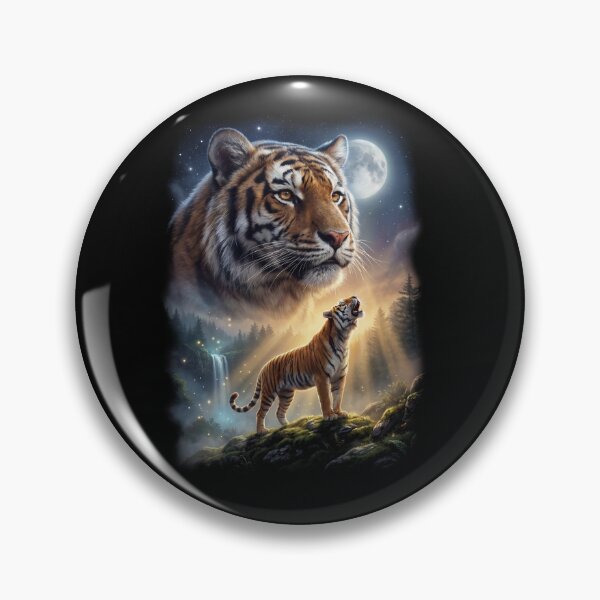 Item preview, Tiger Howling Moon Art Animal Lover designed and sold by DoodleTortle.