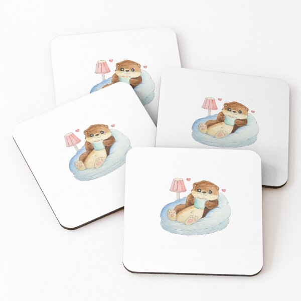 Artikelvorschau, Ein süßer Otter trinkt eine Tasse Tee entworfen und verkauft von Artful Things.