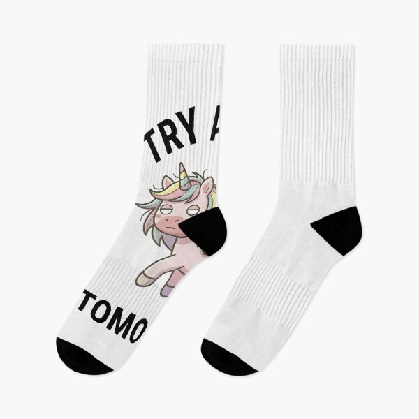 Item preview, Funny Unicorn Try Again Tomorrow T-Shirt – Cute Relatable Meme designed and sold by DIRTYSKETCHH.