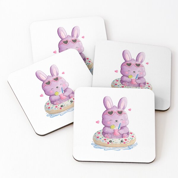 Item preview, Bunny drinking a summer drink in a floatie  designed and sold by Artful Things.