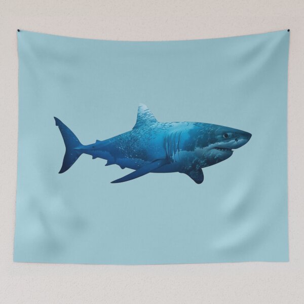 Item preview, Great White Shark Ocean Life Double Exposure Silhouette designed and sold by BirdsnStuff.