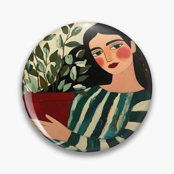 Item preview, Woman with Green Plant designed and sold by Vicky Brago-Mitchell®.