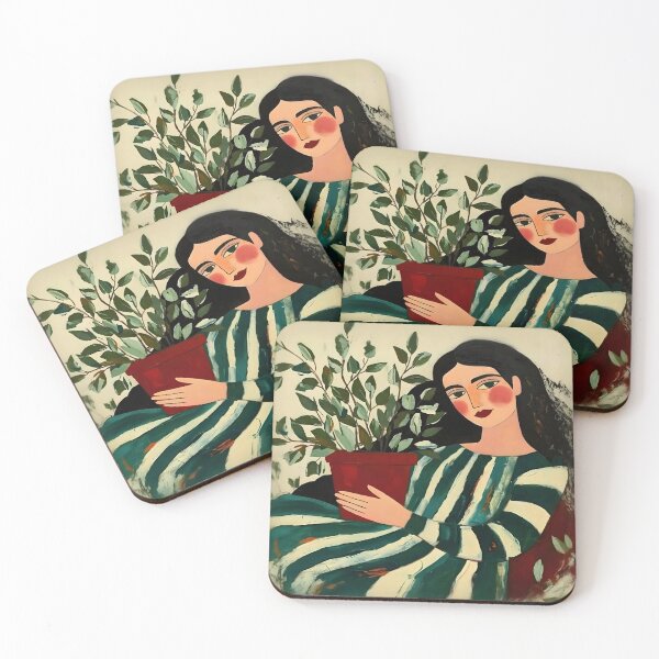 Item preview, Woman with Green Plant designed and sold by Vicky Brago-Mitchell®.