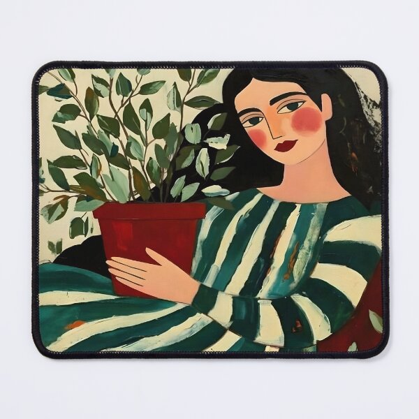 Item preview, Woman with Green Plant designed and sold by Vicky Brago-Mitchell®.