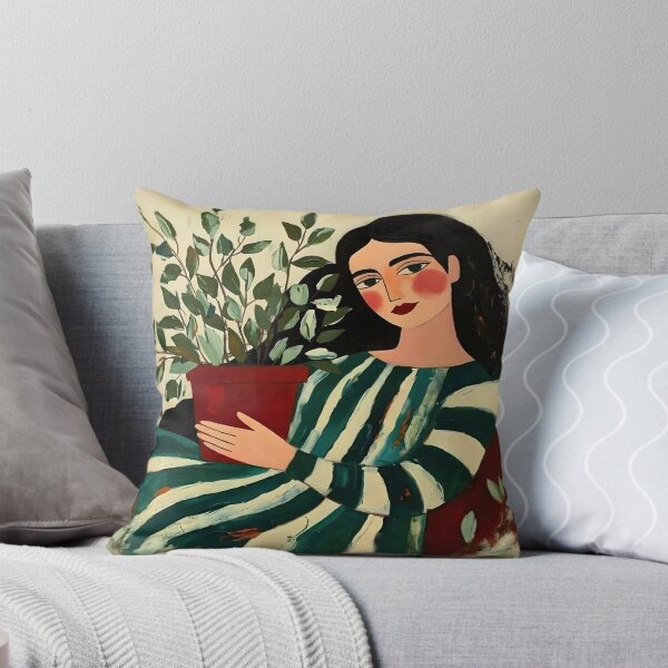 Item preview, Woman with Green Plant designed and sold by Vicky Brago-Mitchell®.