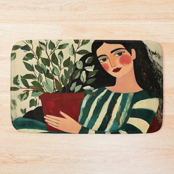 Item preview, Woman with Green Plant designed and sold by Vicky Brago-Mitchell®.