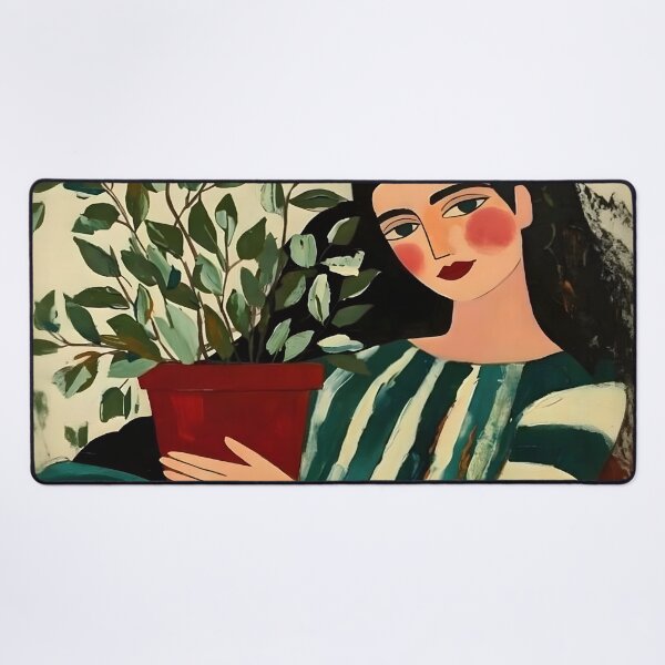 Item preview, Woman with Green Plant designed and sold by Vicky Brago-Mitchell®.