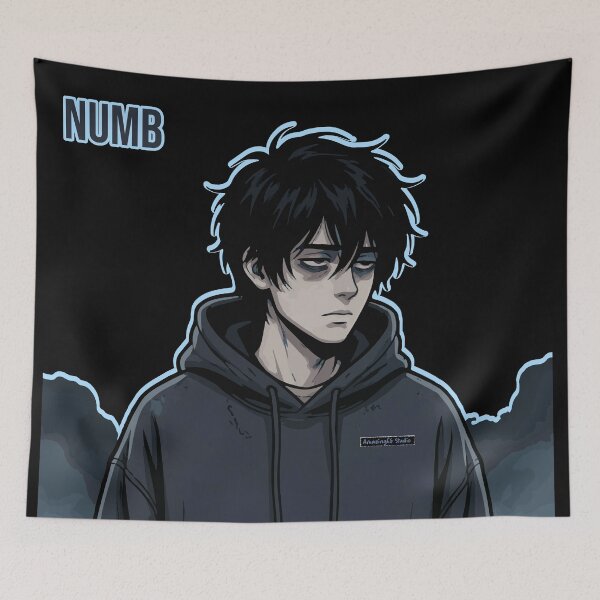 Item preview, Numb Dark Anime Boy Hoodie Aesthetic Manga Art Emotional Design Sticker Poster Gift designed and sold by AmazingEG.
