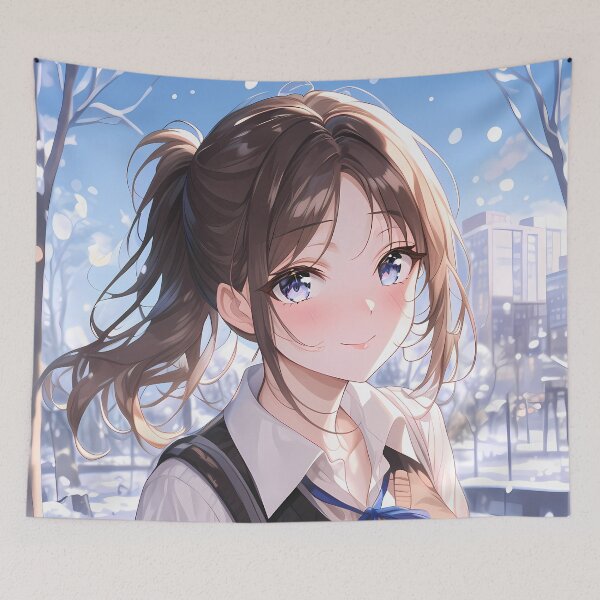 Item preview, Miko Iino Kaguya Sama Love Is War Winter Snowfall City Street Blue Ribbon designed and sold by SuperTeamCanada.