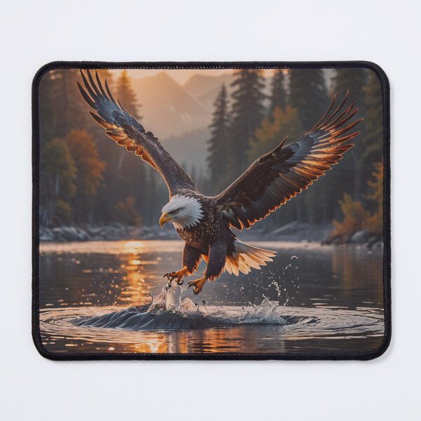 Item preview, Majestic Eagle Fishing Lake Wall Art designed and sold by BeautifulVirtues.