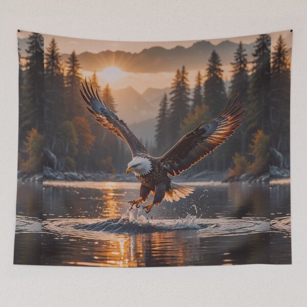Item preview, Majestic Eagle Fishing Lake Wall Art designed and sold by BeautifulVirtues.