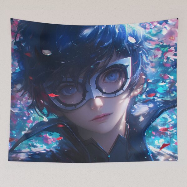 Item preview, Ren Amamiya Persona 5 Video Game Anime Boy Masked Blue Neon Night designed and sold by SuperTeamCanada.
