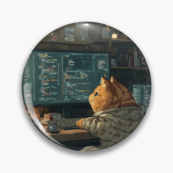 Item preview, Coding Cat at Night Programmer Cat Aesthetic designed and sold by Meow-Attitude.