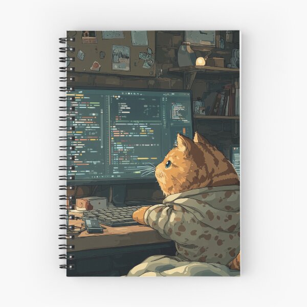 Item preview, Coding Cat at Night Programmer Cat Aesthetic designed and sold by Meow-Attitude.