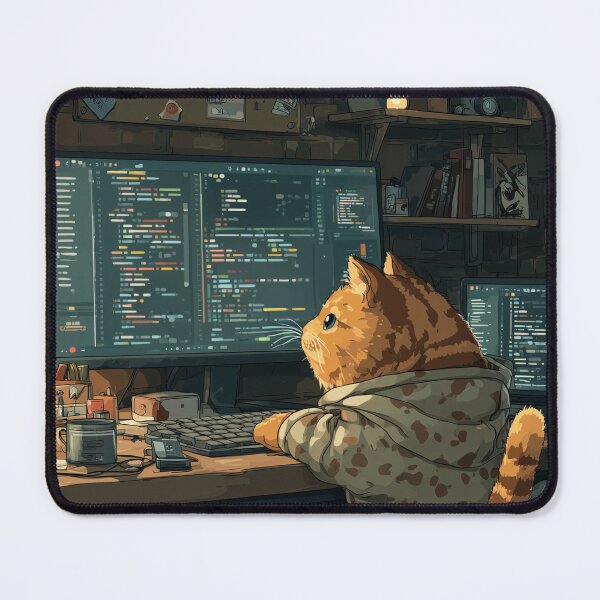 Item preview, Coding Cat at Night Programmer Cat Aesthetic designed and sold by Meow-Attitude.