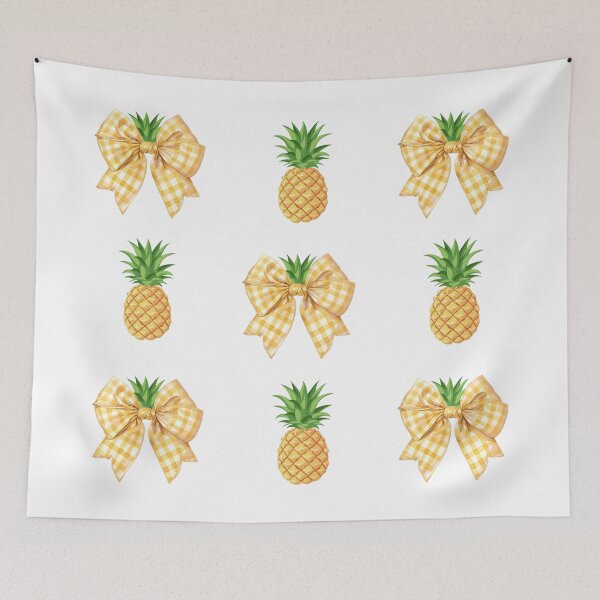 Item preview, Coquette Pineapple Yellow Gingham Bows Summer Fruit designed and sold by VibranPalette.