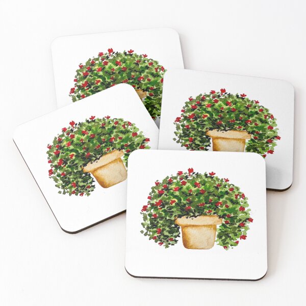 Item preview, Watercolor Red Flowers in Potted Plant Sticker | Hand-Painted Botanical Art Print for Home Decor designed and sold by Little Bloom Studio.